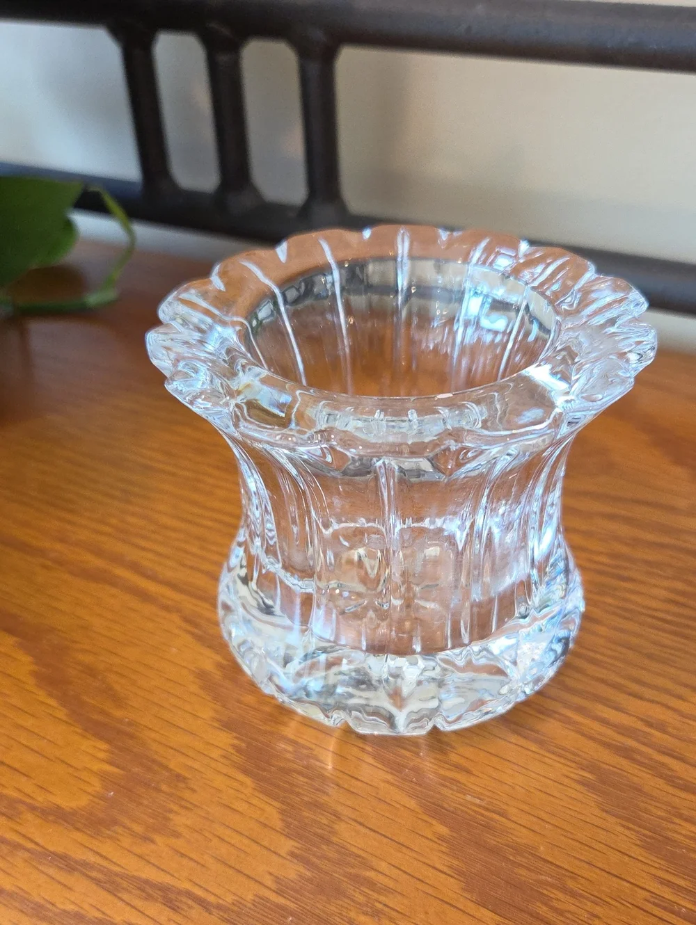 Vtg Clear Glass Decorative Votive Vase - Elegant Pressed/Cut-Glass Display